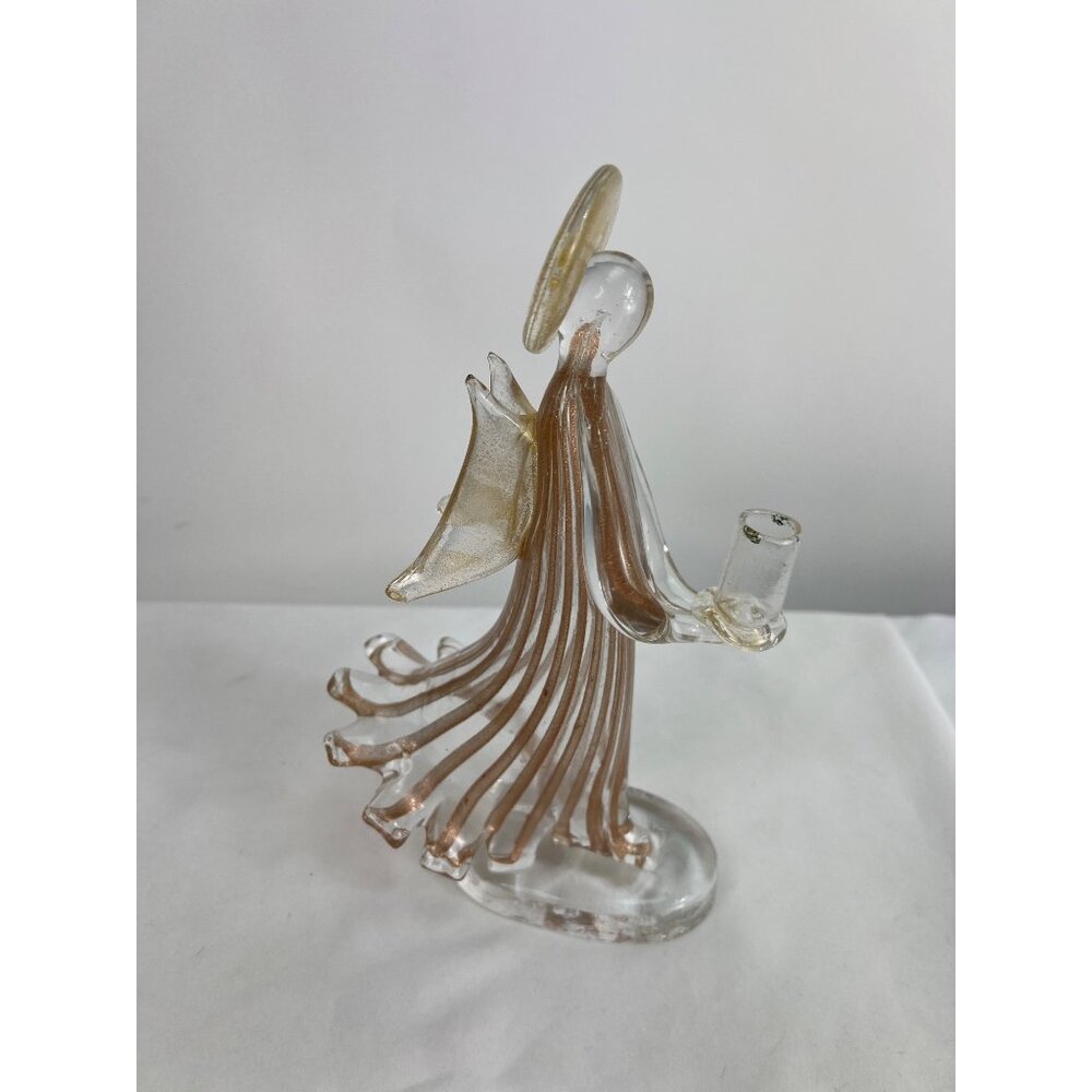 Murano Glass Angel with Gold Candle Holder 9" Christmas Nativity
